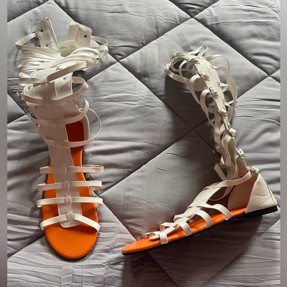 Elegant White Gladiator sandals BNWOT never worn not even to try on .